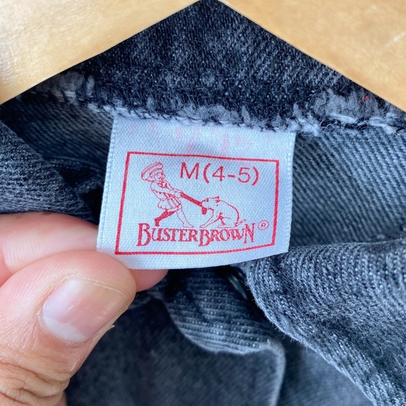 Vintage Buster Brown Patchwork Cropped Black Denim Jacket - Picture 7 of 8